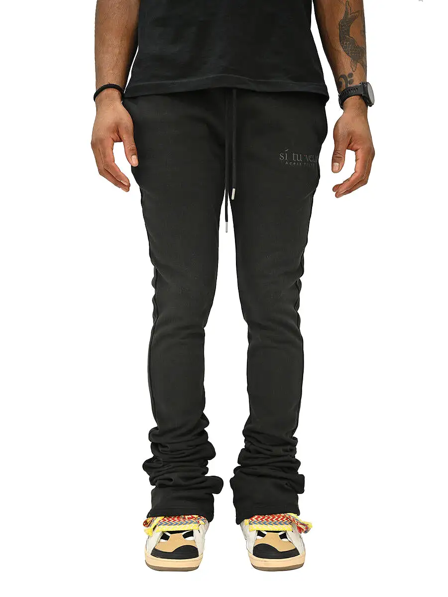 Si Tu Veux VEUX SUPER STACKED JOGGER (BLACK)