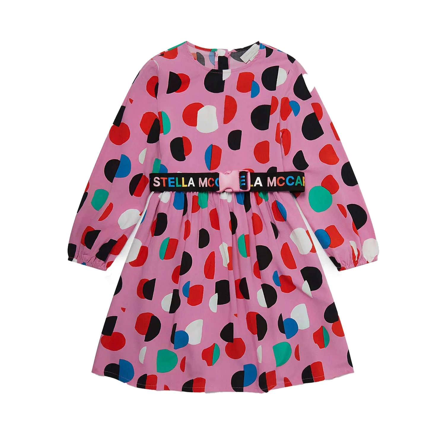 Stella Mccartney Pink Stella Dress With Multicolor Polka Dots For Girls