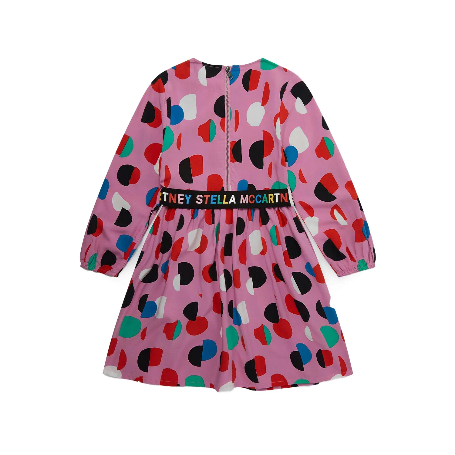 Stella Mccartney Pink Stella Dress With Multicolor Polka Dots For Girls