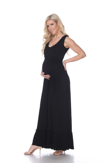 Stylish and Comfortable Ruched Hem Maternity Maxi Dress