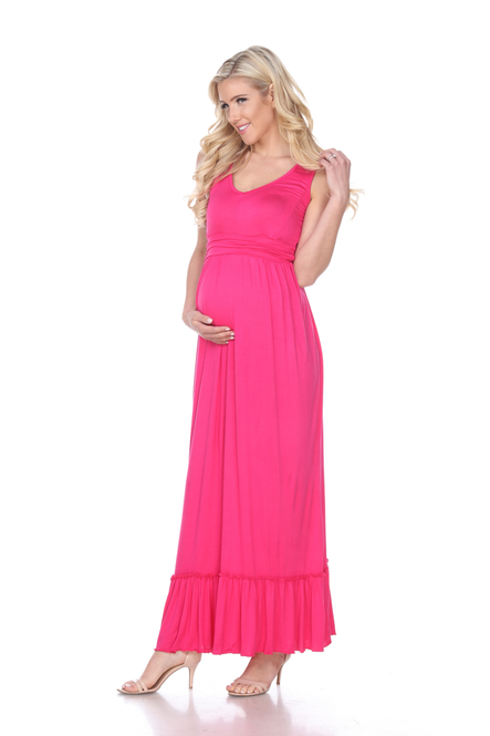 Stylish and Comfortable Ruched Hem Maternity Maxi Dress