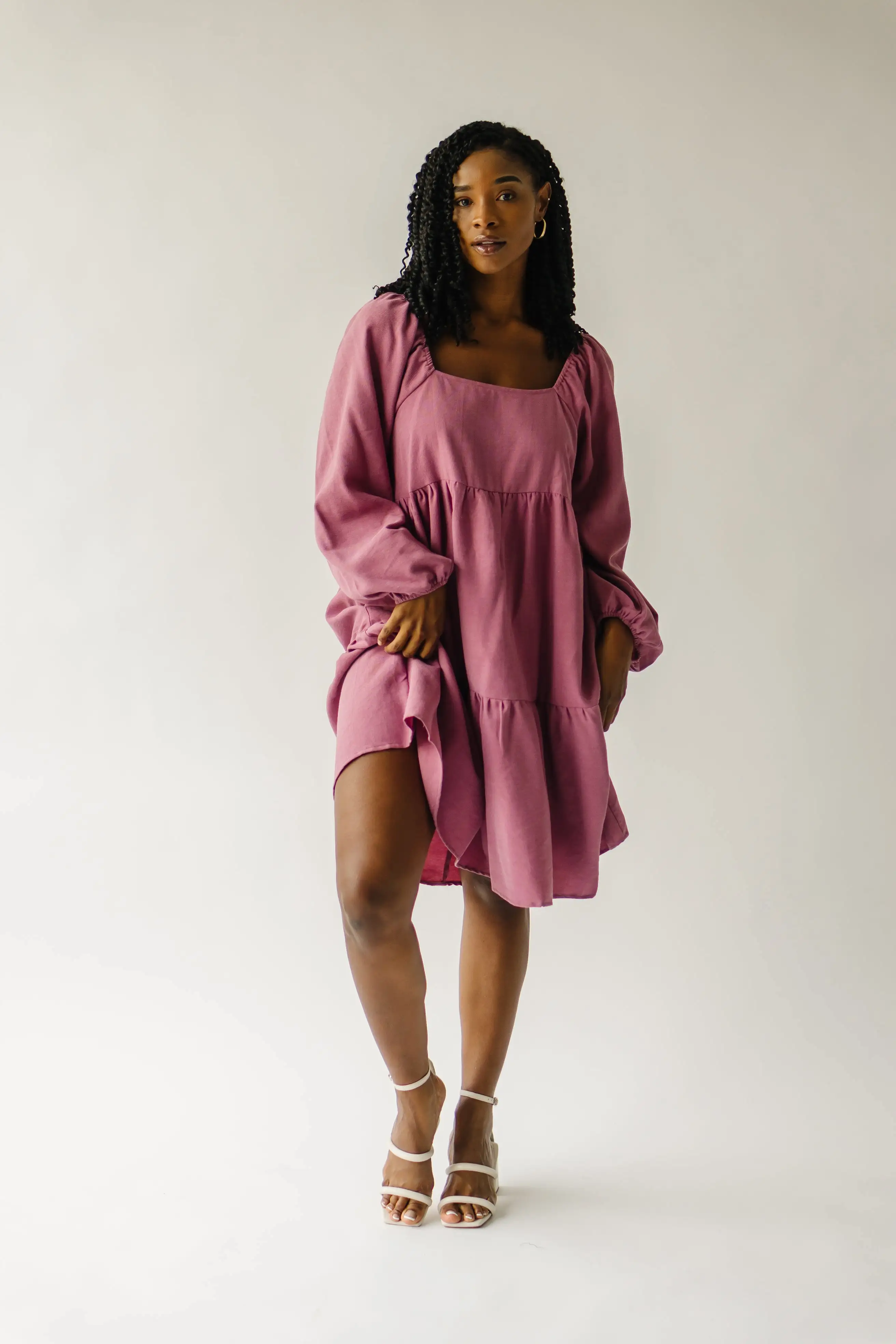 The Callahan Square Neck Dress in Mauve