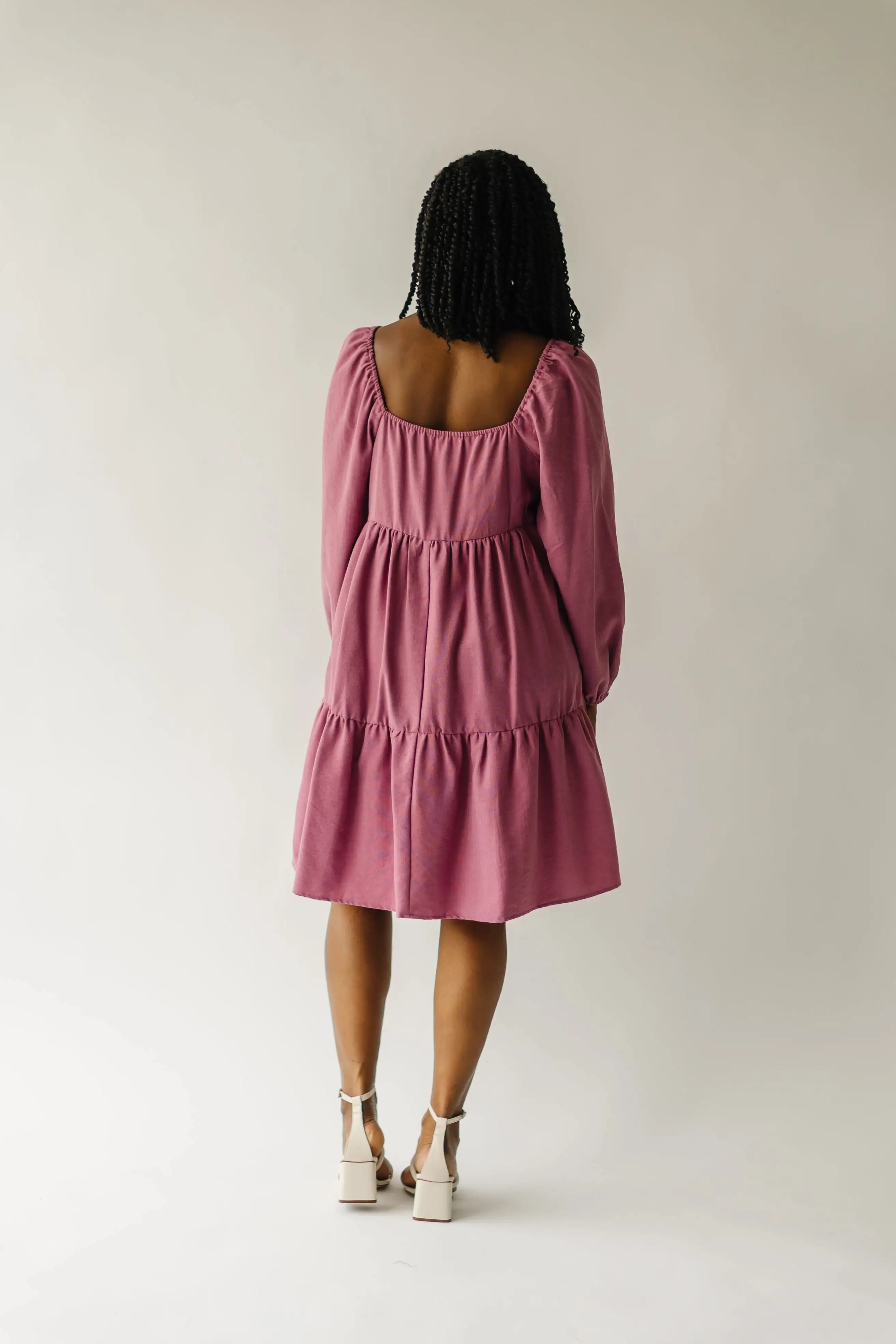 The Callahan Square Neck Dress in Mauve