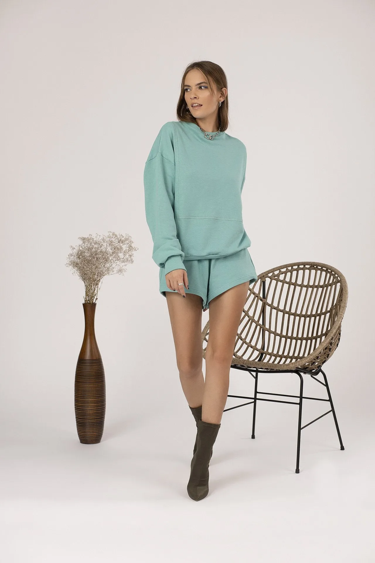 The Gia Sweatshirt in Mint Green