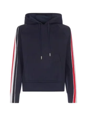 Three Stripe Cotton Hoodie Navy