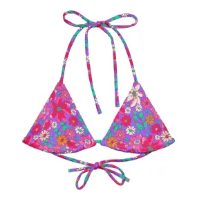 TRIANGLE STRING BIKINI TOP ECO - MAGICAL PURPLE BLOOMS