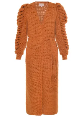 TRIPLE SLEEVES ORANGE KNITTED COAT