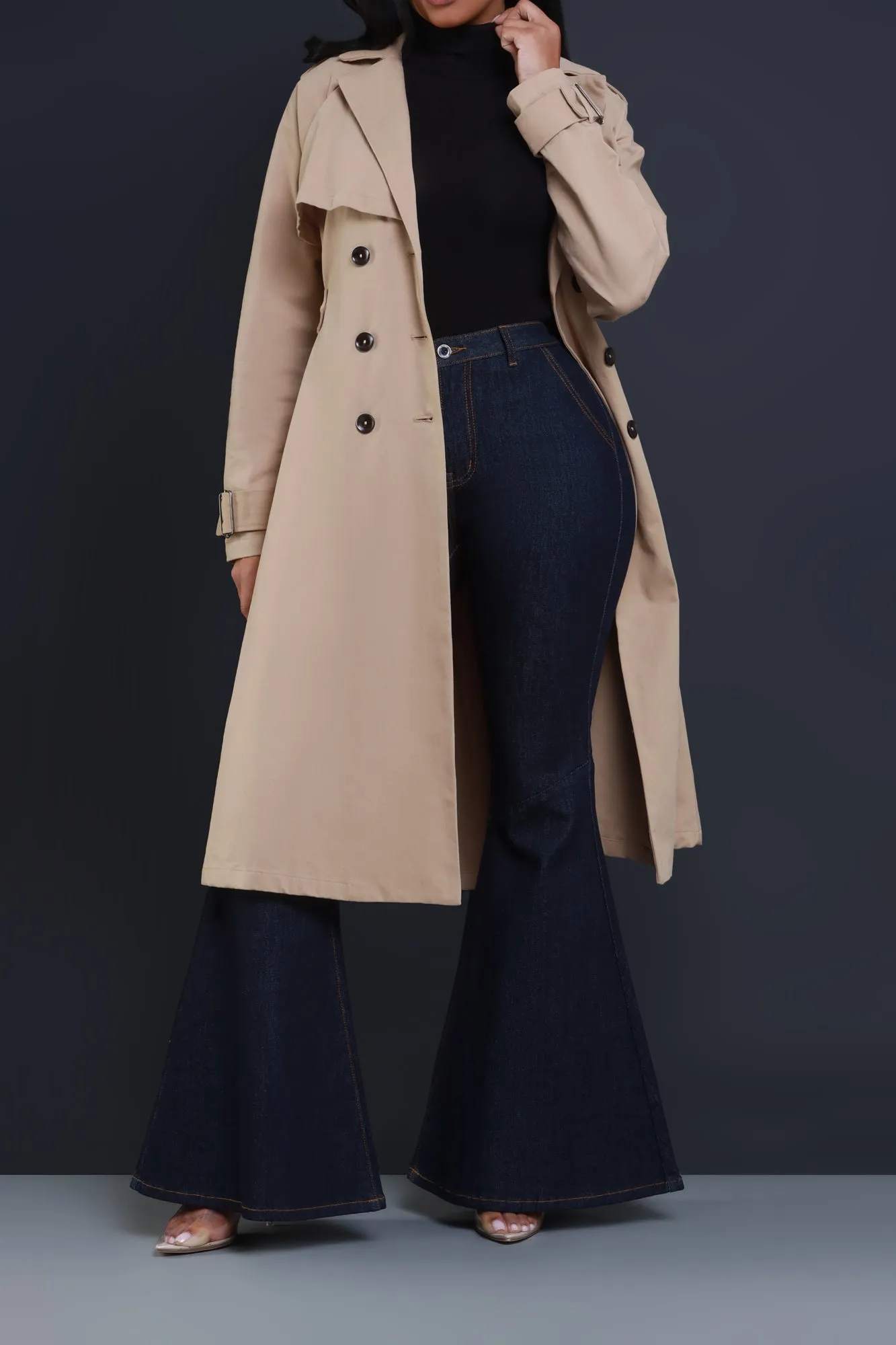 Under The Weather Longline Trench Coat - Khaki