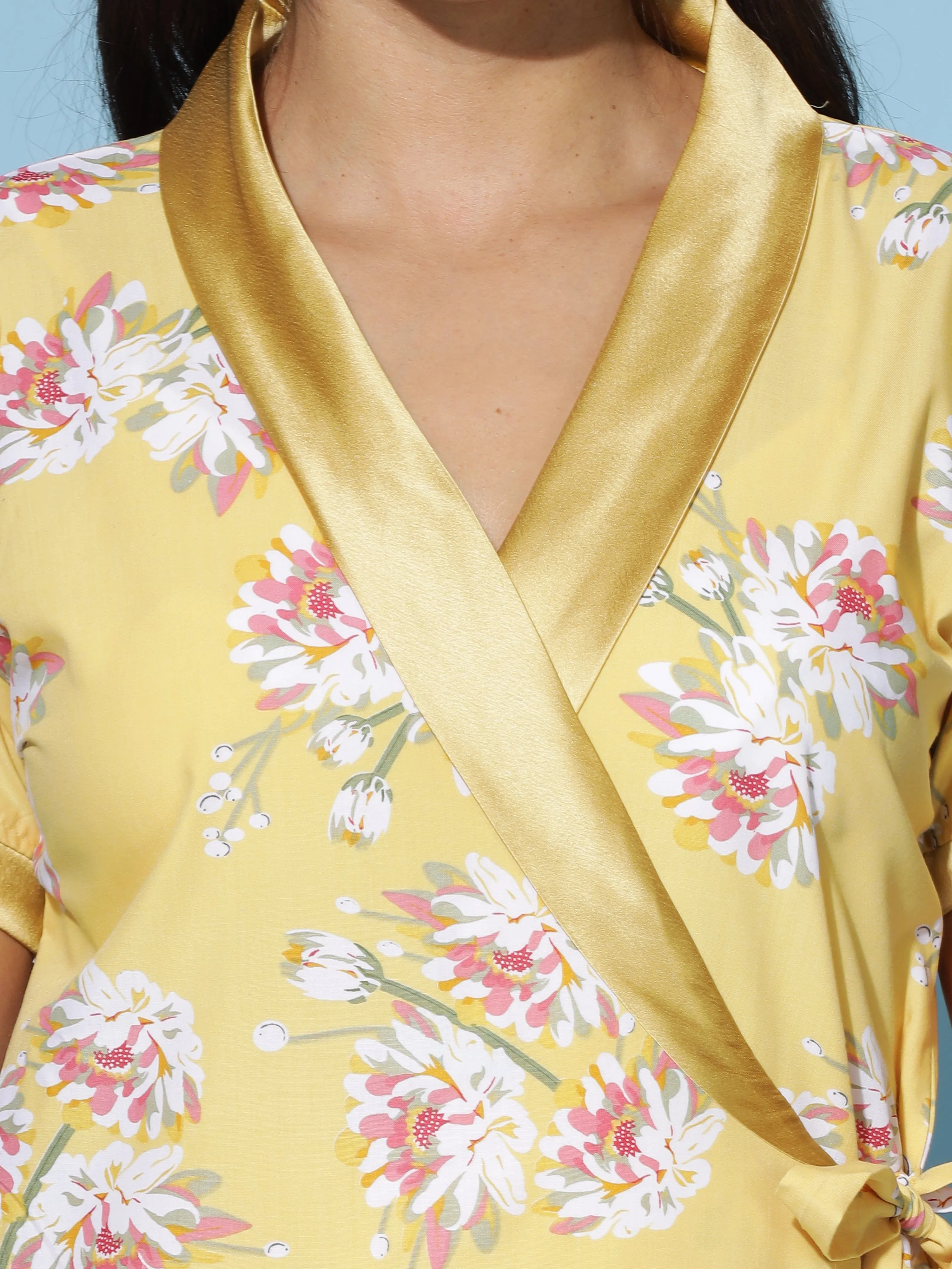 Viscose Blend House Coat Yellow